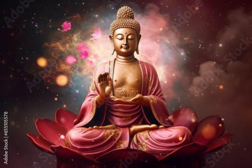 Ksitigarbha Bodhisattva. Temple god zen. Generate Ai