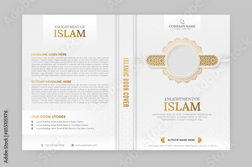 Arabic Islamic Style Book Cover Design with Arabic Pattern and Photo Frame