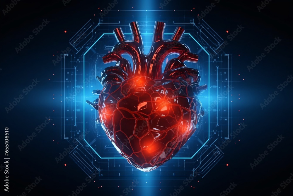 High Resolution Heart Digital illustration of human heart in colour background High ...