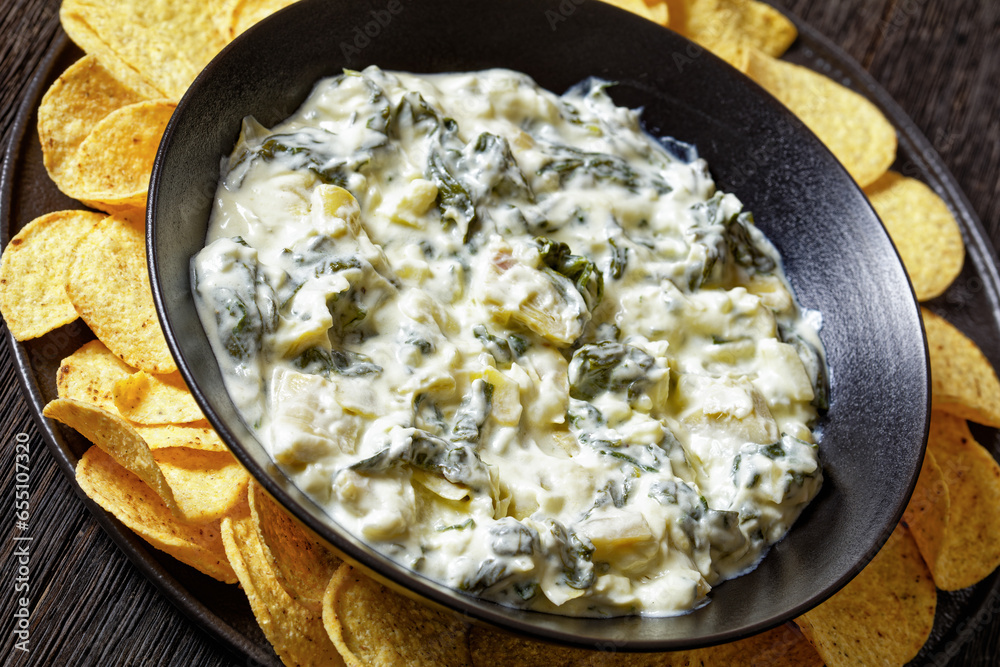 artichoke spinach almond dip with potato chips artichoke spinach almond dip with potato chips