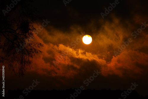 bright sun against the background of clouds