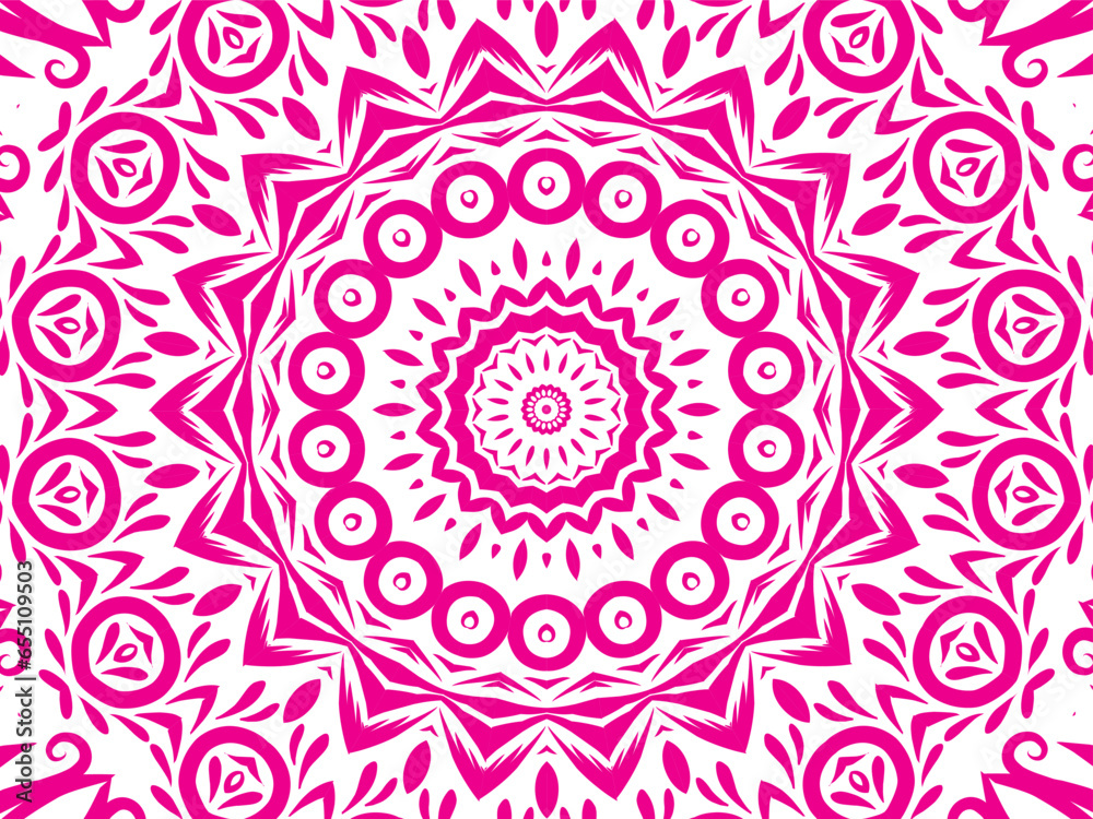 Pink and white caleidoscope gradient flower art pattern of indonesian batik ethnic dayak ornament 