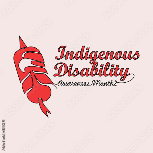 One continuous line drawing of indigenous disability awareness month. indigenous disability awareness month in simple linear style illustration. Suitable for greeting card, poster and banner.