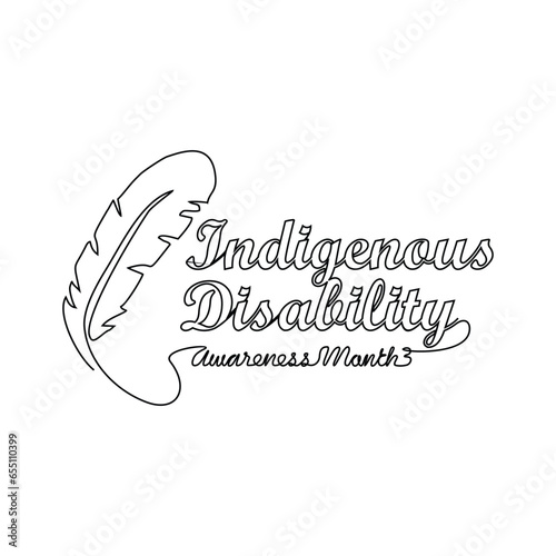 One continuous line drawing of indigenous disability awareness month. indigenous disability awareness month in simple linear style illustration. Suitable for greeting card, poster and banner.
