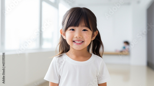 幼い日本人の女の子の笑顔のポートレート