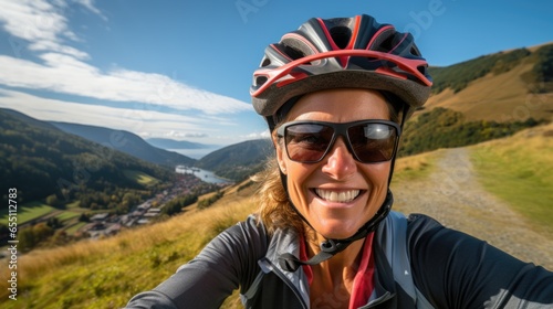 A female Cyclist's Selfie in Serene Scenery © Ezio Gutzemberg