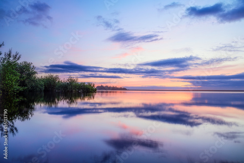 Magical sunrise over the lake  reflection in the water  Redmires Reservoir