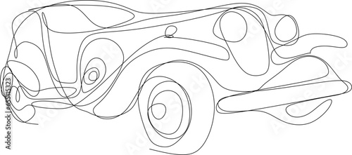 One-line art. Continuous one-line drawing. Old classic car on a white background