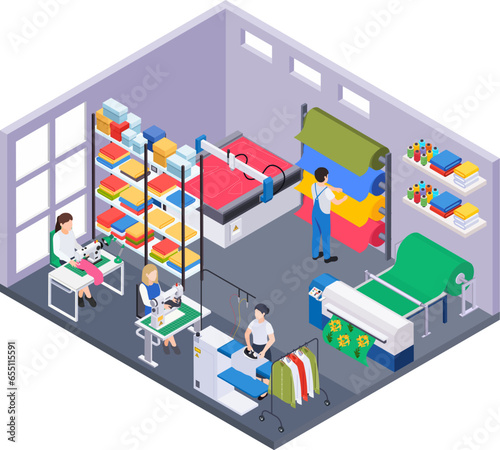 Textile Workshop Isometric Composition