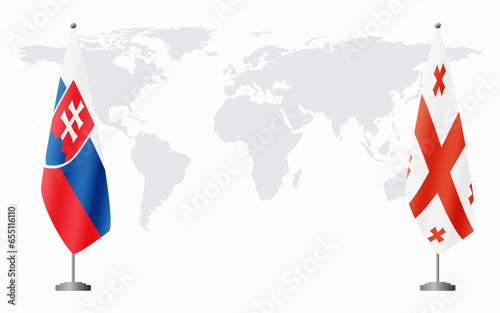 Slovakia and Georgia flags for official meeting