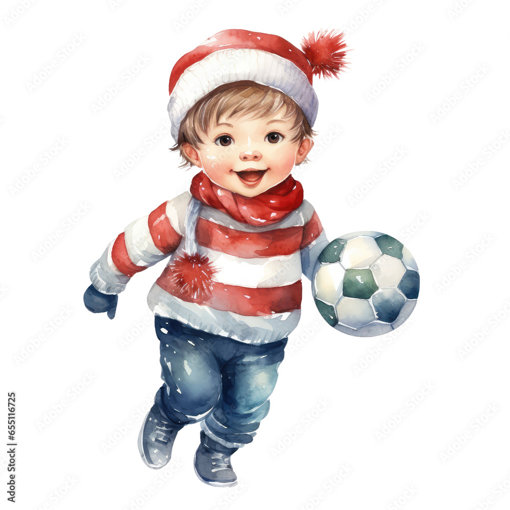 Christmas winter soccer boy clipart Christmas winter soccer boy clipart