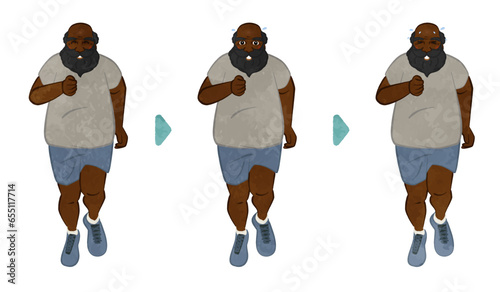 Illustration set of a fat man running B