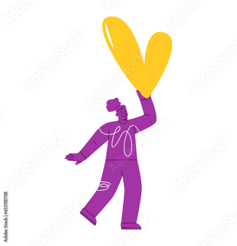 Woman sharing love, valentines day love. Colorful vector illustration