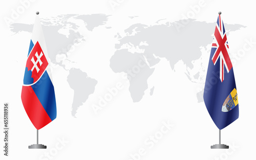 Slovakia and Saint Helena flags for official meeting