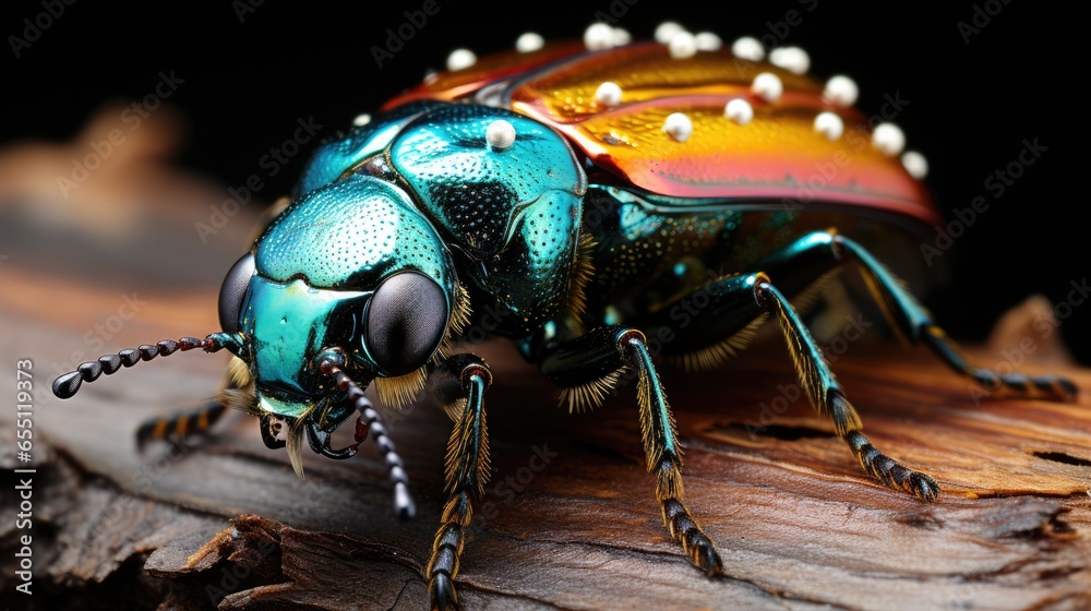 Naklejka premium Flea Beetle, Macro shot , Color Gradient, Background HD