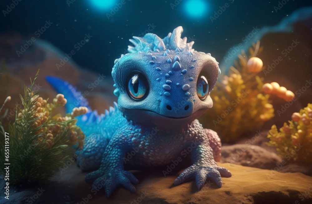 Cute baby dragon pet. Lizard macro. Generate Ai Cute baby dragon pet. Lizard macro. Generate Ai