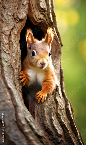 neugieriges Eichhörnchen im Baum im Herbst © Jenny Sturm