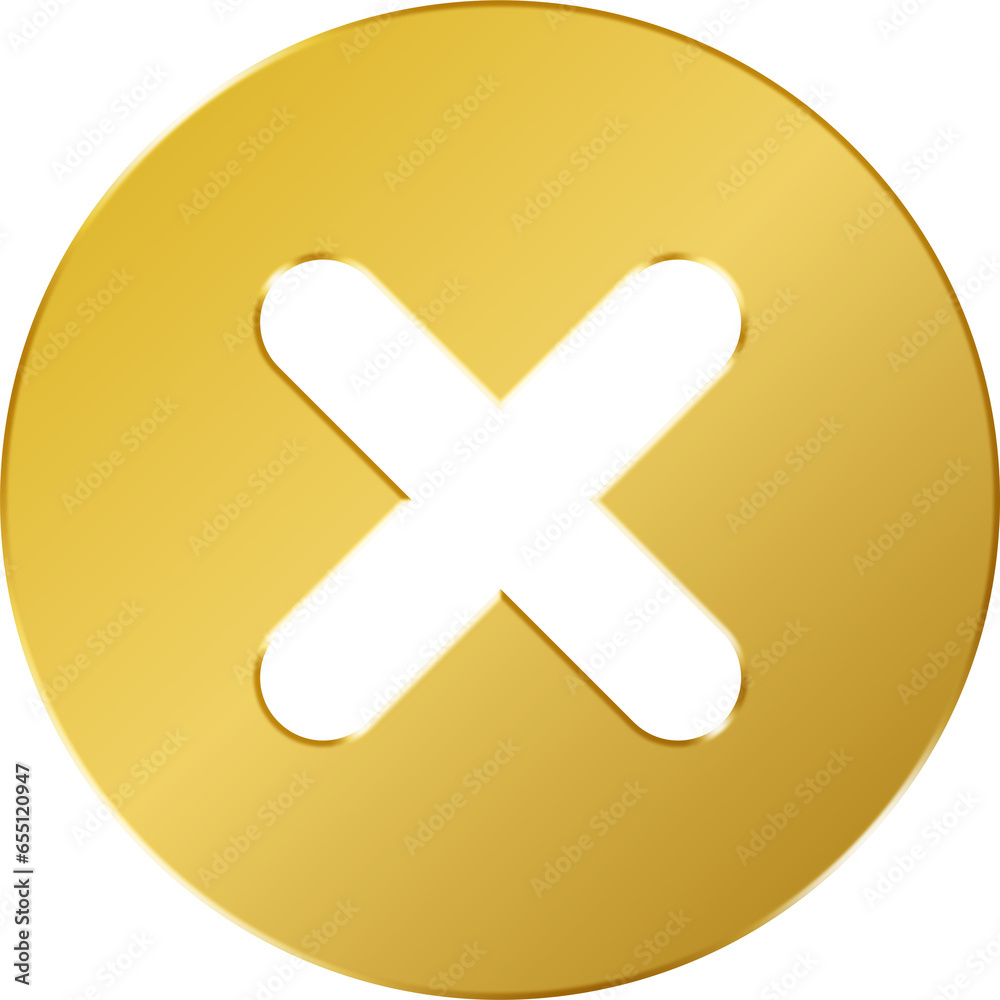 Fototapeta premium 3D Gold Close Cross Icon