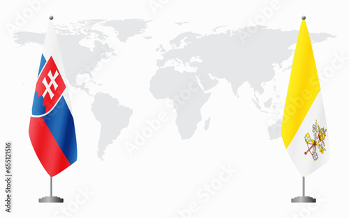 Slovakia and Vatican flags for official meeting