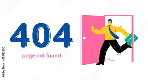 404 error, unavailable webpage. Page not found, technical web site problem. Flat vector illustration isolated on white background
