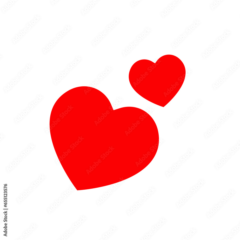Red couple love icon vector in flat style. Heart, romantic sign symbol Red couple love icon vector in flat style. Heart, romantic sign symbol