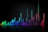 Colorful financial graph with upward trend on widescreen. Generative AI
