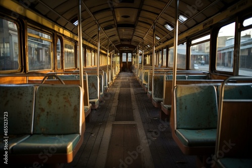 Vacant spots within classic urban trolley. Generative AI