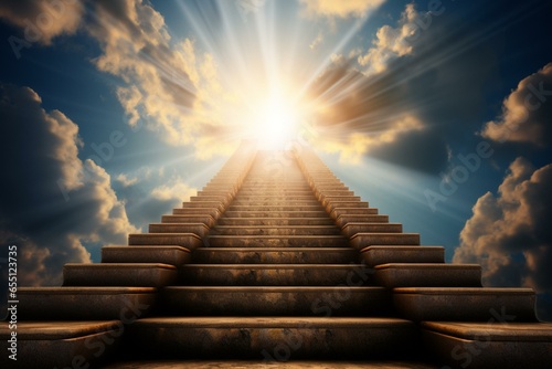 Networking as stairs to reach out to the heavenly gate for success and happiness. Networking elevates and leads to the glorious end. Generative AI