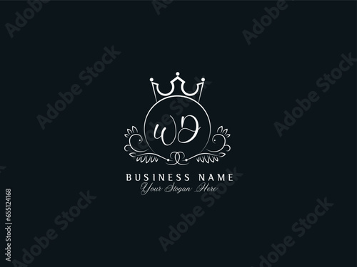 Minimal Wd Leaf Logo Icon, Signature Luxury Wd dw Logo Letter Vector Stock