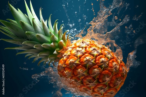 Pineapple juicy explosion. Liquid drink slice. Generate Ai