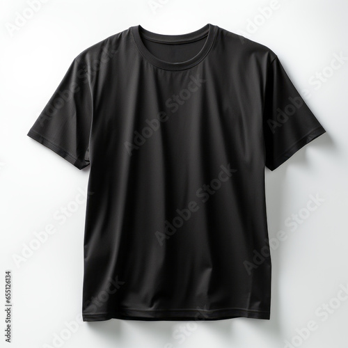 Black Fashionable T-Shirt Hanging on Coathanger in Studio