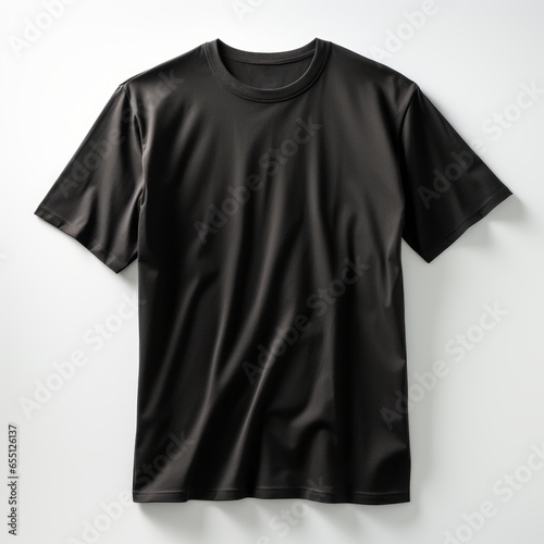 Black Fashionable T-Shirt Hanging on Coathanger in Studio