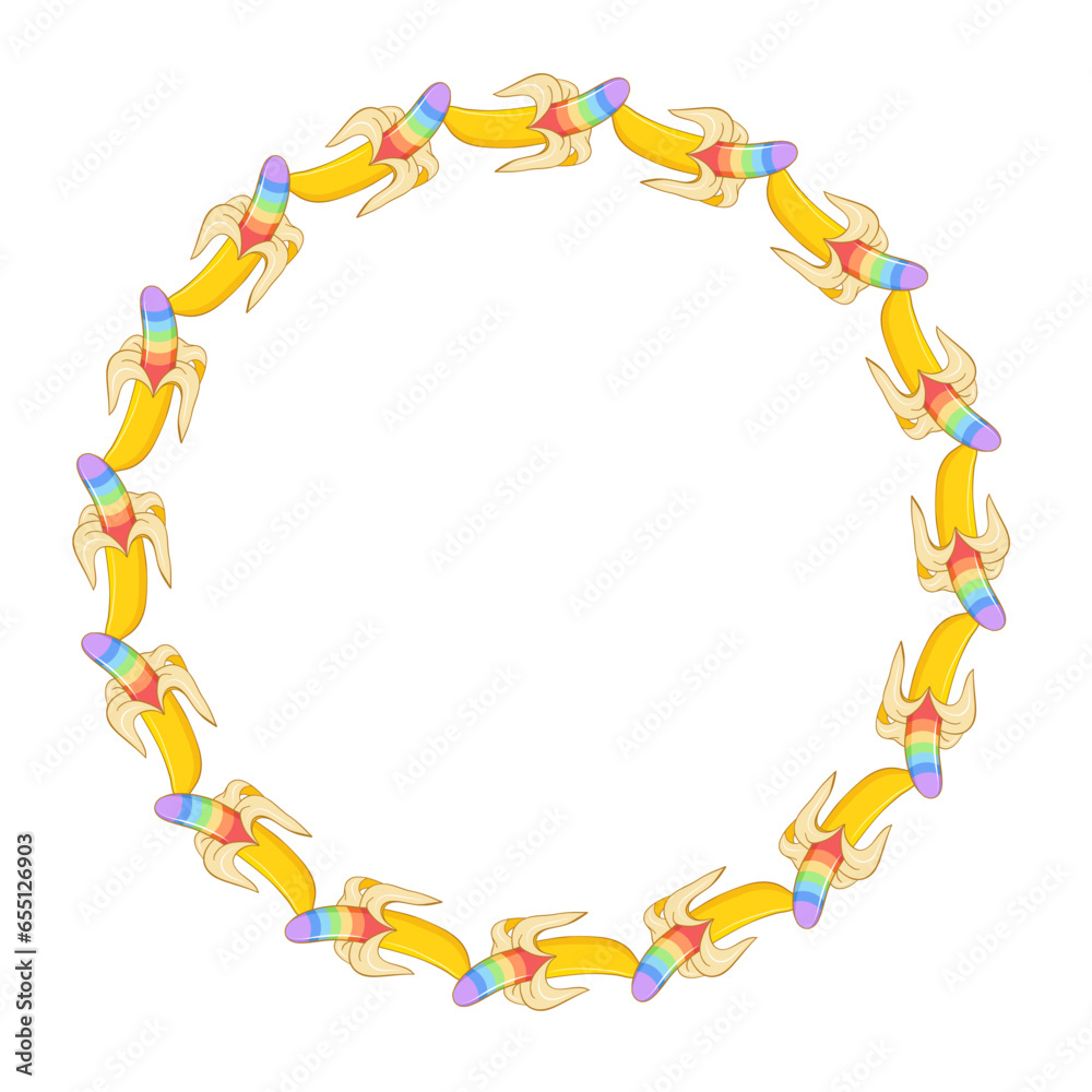 banana rainbow style art drawn round frame banana rainbow style art drawn round frame