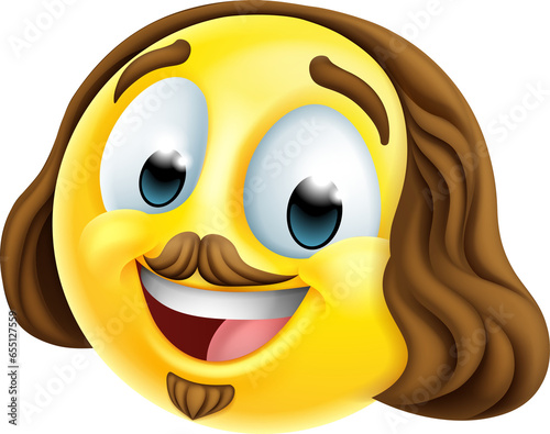 Shakespeare Poet Emoticon Emoji Cartoon Face Icon photo