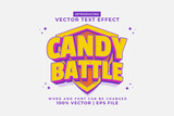 Editable text effect Candy Battle 3d cartoon template style premium vector