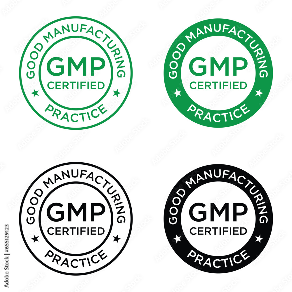 GMP (Good Manufacturing Practice) certified round stamp logo vector 