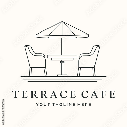 resto cafeteria line art logo vector minimalist illustration design, cafe service logo design