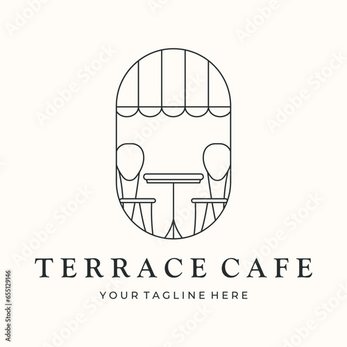photography cafe line art logo vector minimalist illustration design, restaurant and coffee shop symbol design
