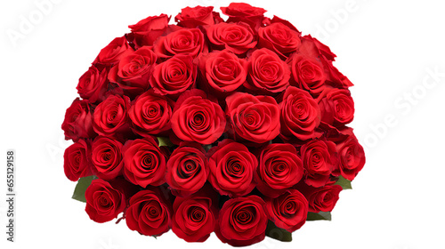 big bouquet of red roses flowers. Isolated on Transparent background.