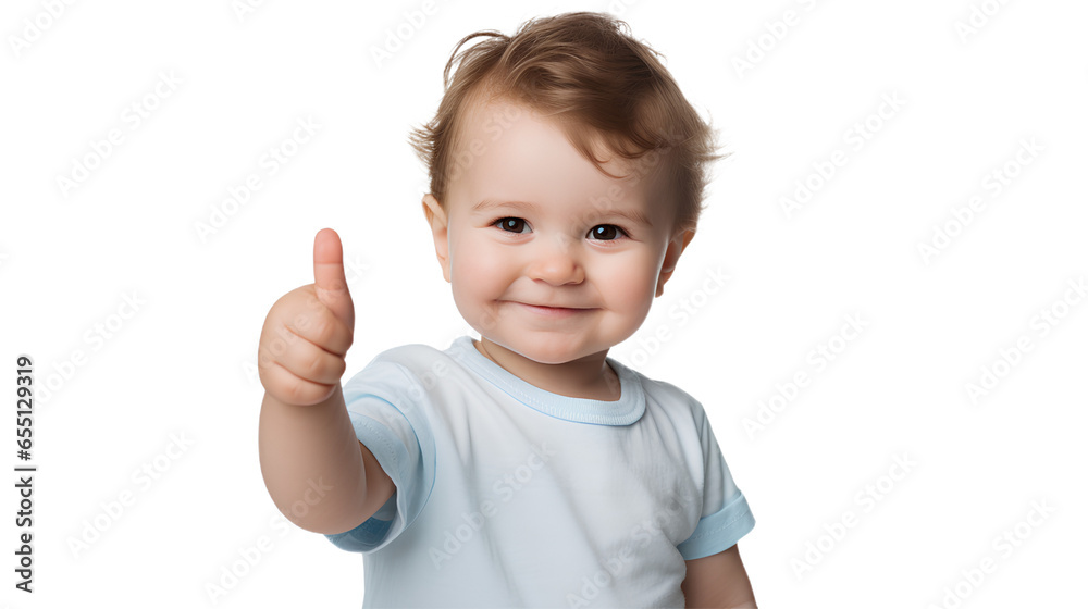 A happy toddler giving a thumbs up. Isolated on Transparent background. A happy toddler giving a thumbs up. Isolated on Transparent background.