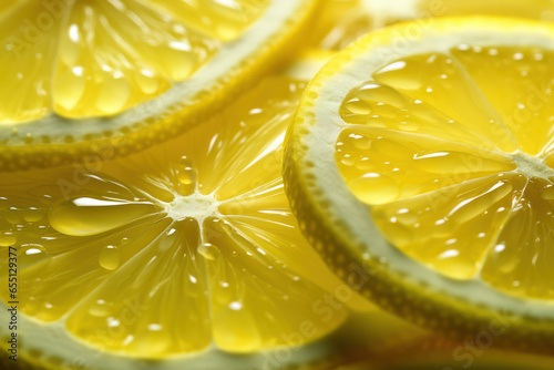 Tart and Tangy: Close-Up of a Thin Slice of Zesty Lemon Fruit