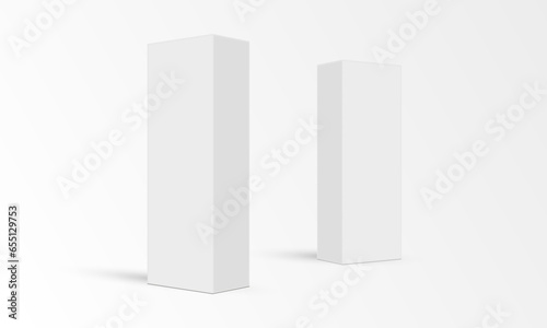 Tall Cardboard Rectangular Boxes Mockups, Side View, Isolated on White Background. Vector Illustration © Evgeniy Zimin