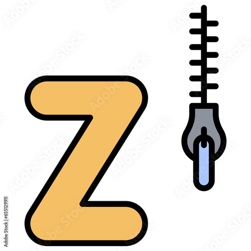 Letter z alphabet with zip icon vector illustrator