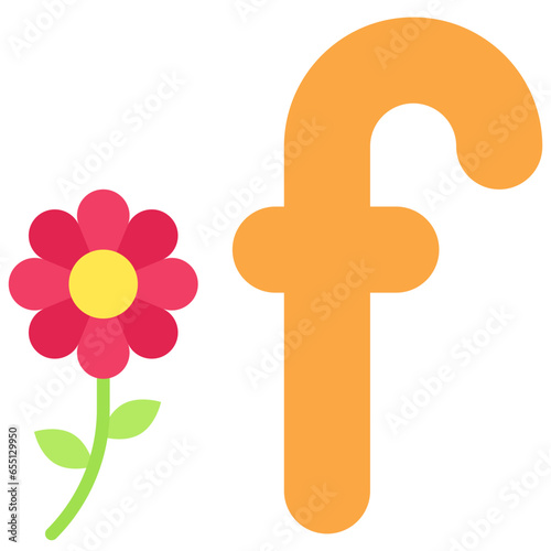 Letter f alphabet with flower icon vector illustrator