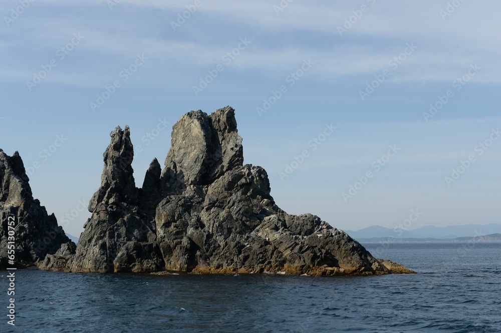 The stones of the Finger Cape on Askold Island in Peter the Great Bay. Primorsky Krai