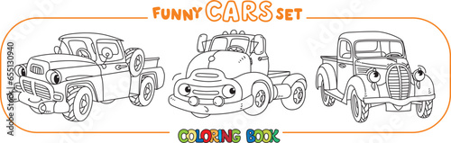 Funny small retro pickup truck cars coloring book