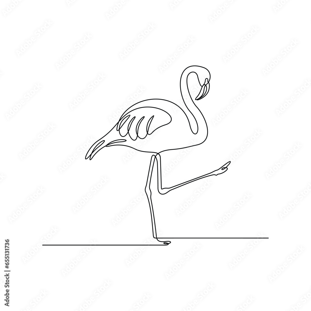 Naklejka premium Flamingo one line art, wall decor vector illustration design