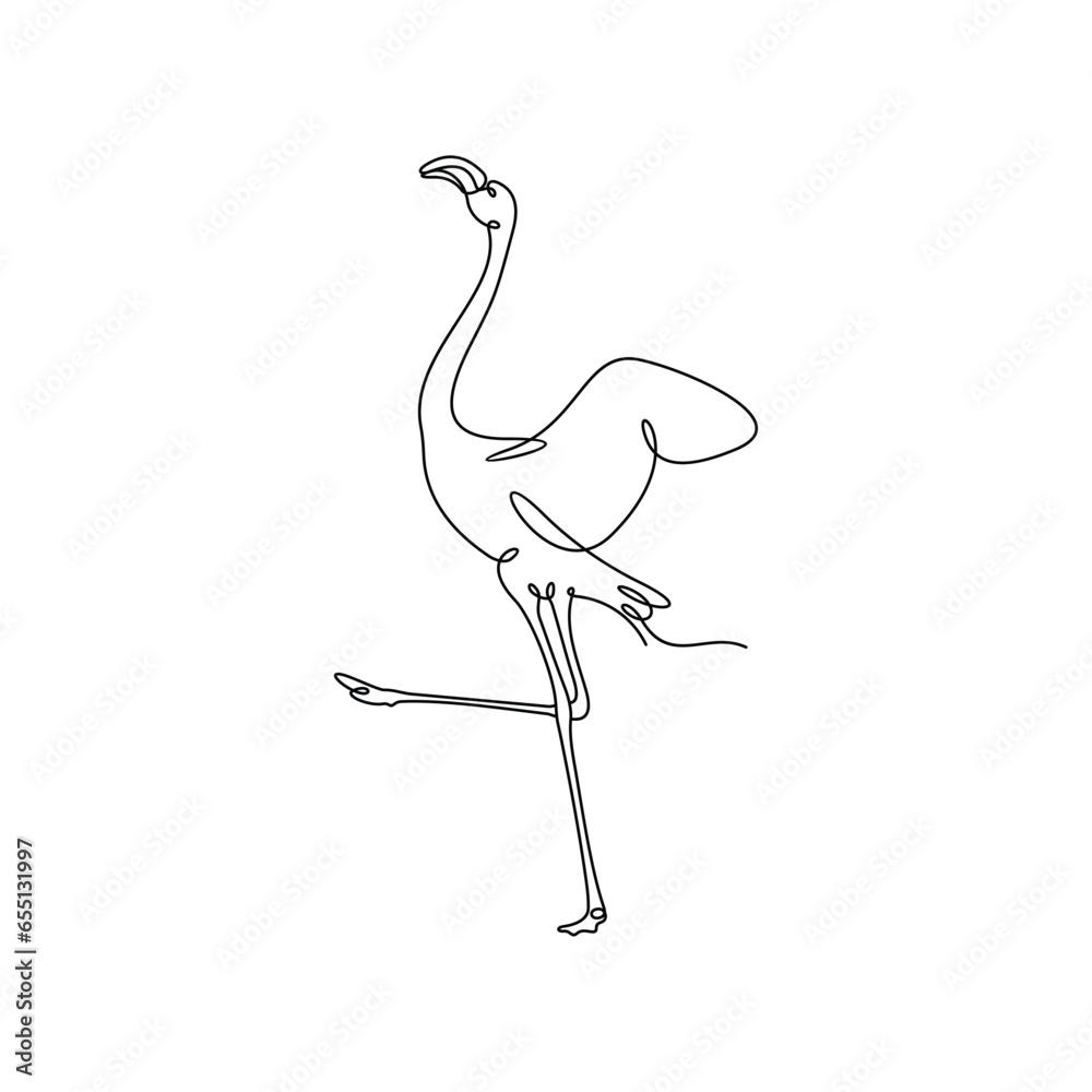 Obraz premium Flamingo one line art, wall decor vector illustration design