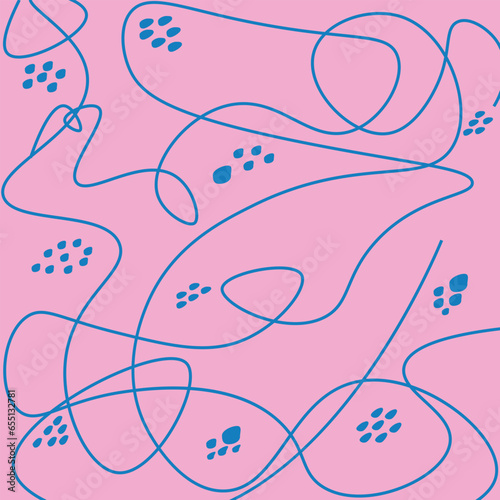 pink background with random scribble motif. Vector illustration for design, fabric and print.