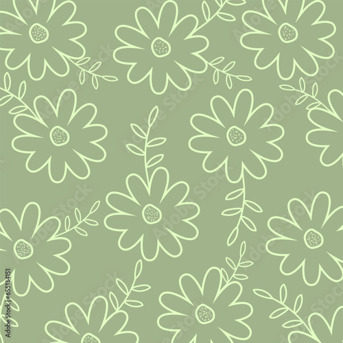 Simple seamless pattern with cute flowers. Abstract floral background. Vector illustration for design, fabric and print.